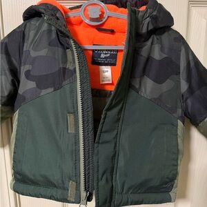 OshKosh B'gosh Kids Camo Puffer Jacket - Green and Orange (BABY BOY 12M)